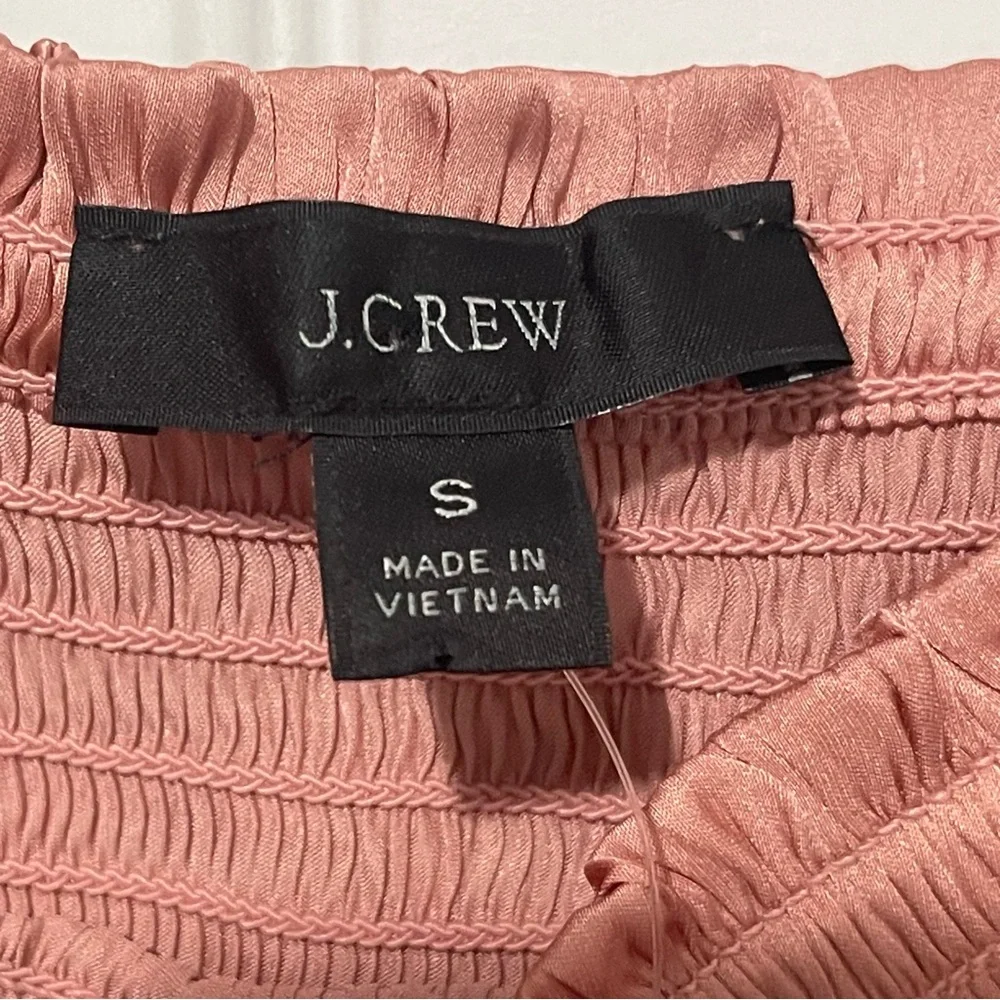 NWT J‎ Crew Squareneck Smocked Featherweight Satin Crop Top Size S